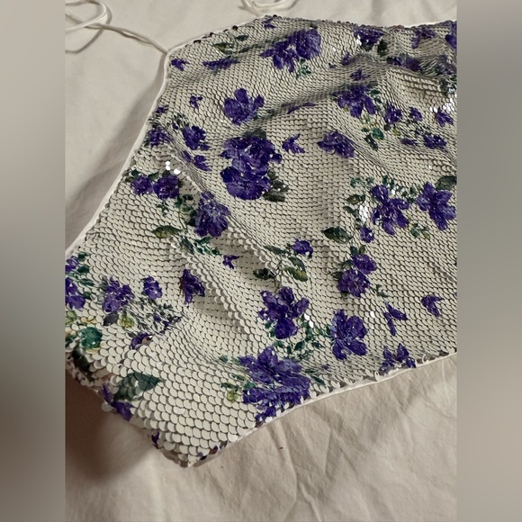REVOLVE Majorelle Tamara White Sequin Top in Purple Butterfly Large - Picture 6 of 12